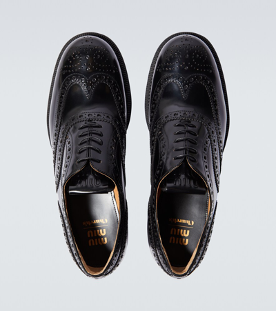 Miu Miu Brogue Oxford Shoes In Black