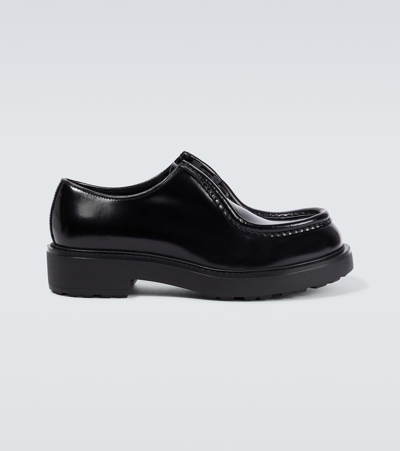 Prada Chunky Sole Loafers Glossy Finish In Black