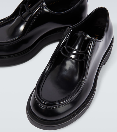 Prada Chunky Sole Loafers Glossy Finish In Black