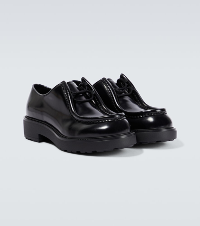 Prada Chunky Sole Loafers Glossy Finish In Black