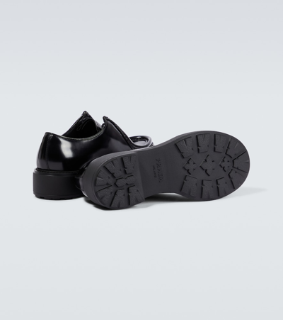 Prada Chunky Sole Loafers Glossy Finish In Black