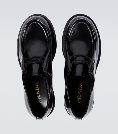 Prada Chunky Sole Loafers Glossy Finish In Black