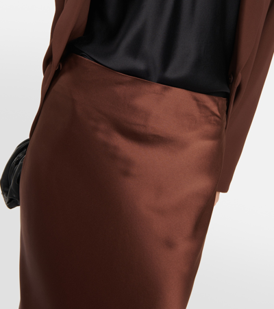 Shop The Sei Bias Silk Satin Maxi Skirt In Brown