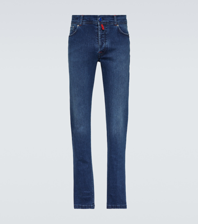 Shop Kiton Slim Jeans In Blue