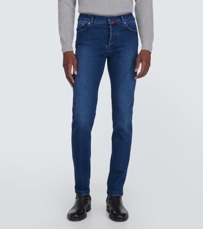 Shop Kiton Slim Jeans In Blue