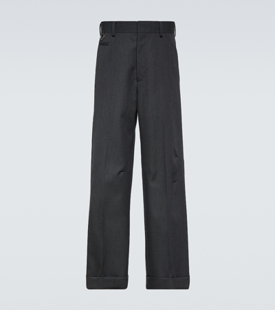 Shop Undercover Wool Straight Pants In Grey