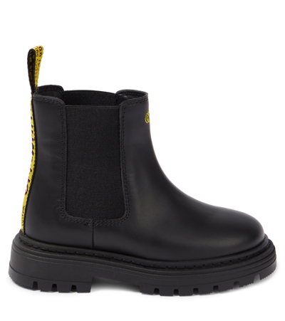 Shop Off-white Logo Leather Chelsea Boots In Black