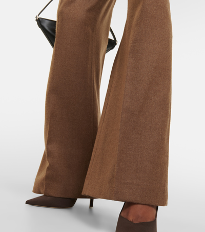 Shop Ag X Emrata Joan Wool Wide-leg Pants In Brown