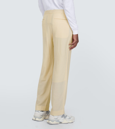 Shop Auralee Straight-leg Wool Pants In White