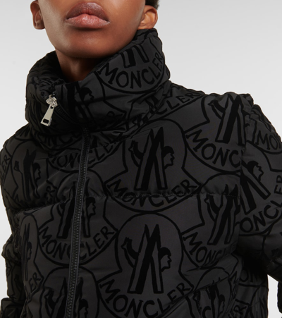 Shop Moncler Merle Logo Printed Down Jacket In Black