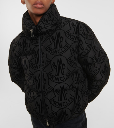 Shop Moncler Merle Logo Printed Down Jacket In Black