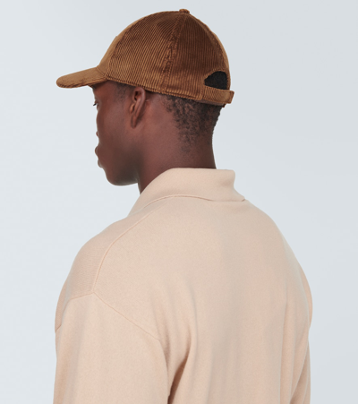 Miu Miu Logo Cotton Baseball Cap In Brown