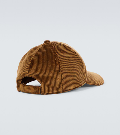Miu Miu Logo Cotton Baseball Cap In Brown