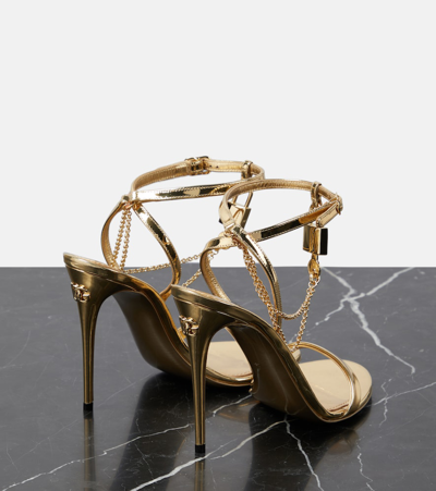 Shop Dolce & Gabbana Keira Metallic Leather Sandals In Gold