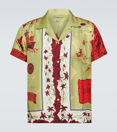 Shop Bode Printed Silk Shirt In Multicoloured