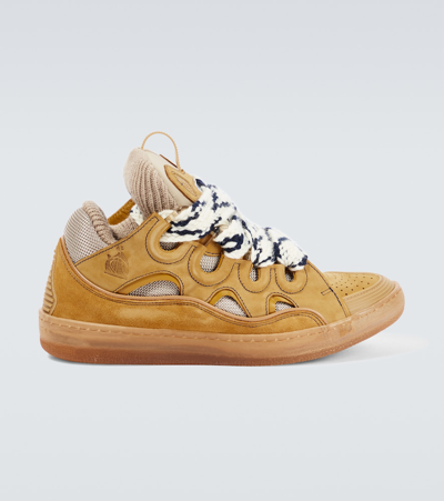 Shop Lanvin Curb Suede Sneakers In Beige