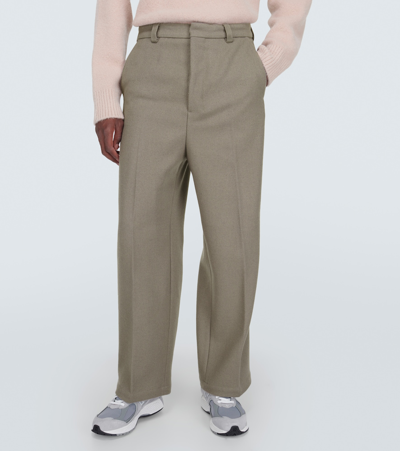 Shop Ami Alexandre Mattiussi Wool-blend Straight Pants In Grey