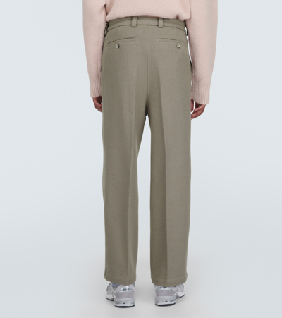 Shop Ami Alexandre Mattiussi Wool-blend Straight Pants In Grey