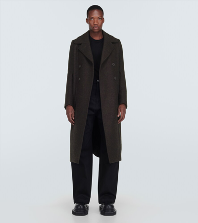 Shop Rick Owens New Bell Double-breasted Wool Coat In Brown