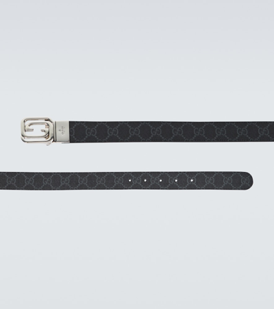 Shop Gucci Gg Reversible Canvas And Leather Belt In Black