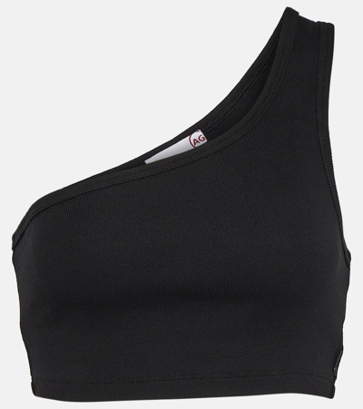 Ag X Emrata Miranda One-shoulder Crop Top In Black