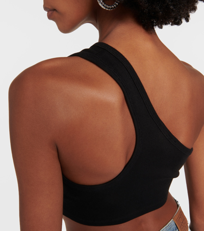Ag X Emrata Miranda One-shoulder Crop Top In Black