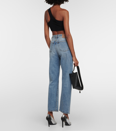 Ag X Emrata Miranda One-shoulder Crop Top In Black