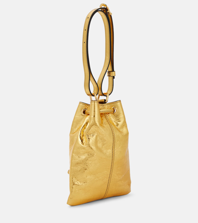 Shop Khaite Greta Small Metallic Shoulder Bag In Gold