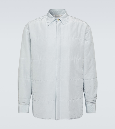 Shop Auralee Quilted Cotton And Silk Overshirt In Blue