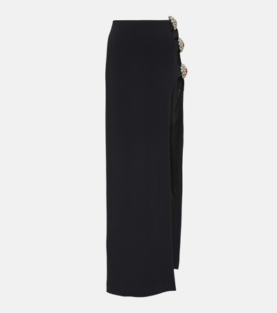 Shop David Koma Crystal-embellished Cutout Maxi Skirt In Black