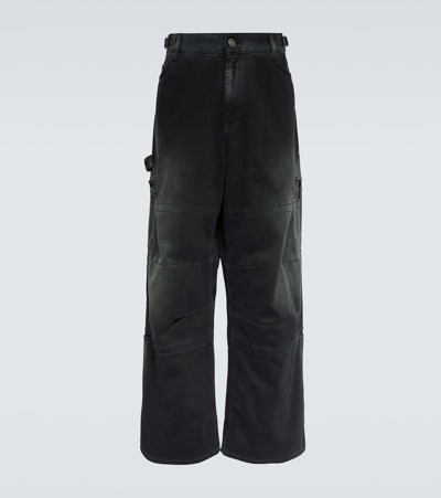 Shop Balenciaga Cotton Cargo Pants In Black