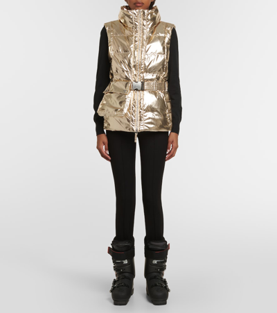 Jet Set Gardena Metallic Puffer Vest In Gold