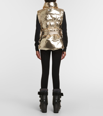 Jet Set Gardena Metallic Puffer Vest In Gold