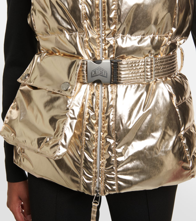 Jet Set Gardena Metallic Puffer Vest In Gold