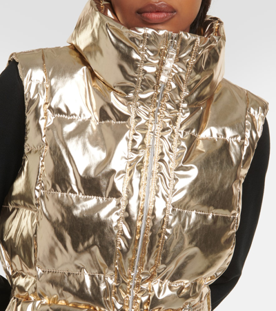 Jet Set Gardena Metallic Puffer Vest In Gold