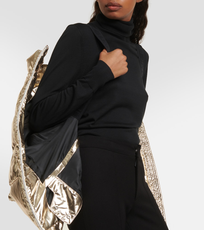Jet Set Gardena Metallic Puffer Vest In Gold