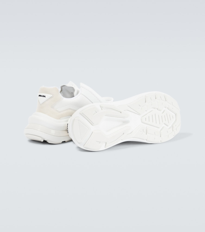Prada Panelled Leather Chunky Sneakers In White