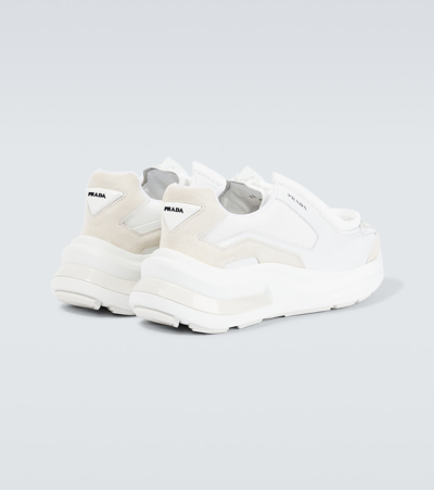 Prada Panelled Leather Chunky Sneakers In White