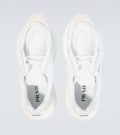 Prada Panelled Leather Chunky Sneakers In White