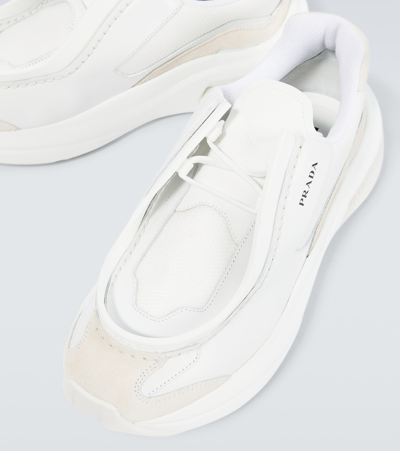 Prada Panelled Leather Chunky Sneakers In White