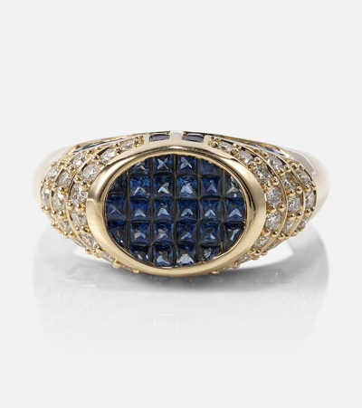 Shop Rainbow K Lady 14kt White Gold Ring With Sapphires And Diamonds In Blue