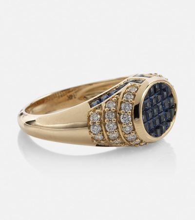 Shop Rainbow K Lady 14kt White Gold Ring With Sapphires And Diamonds In Blue