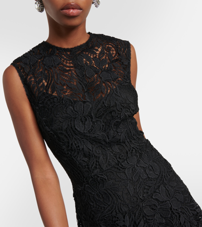 Shop Erdem Asymmetrical Guipure Lace Midi Dress In Black