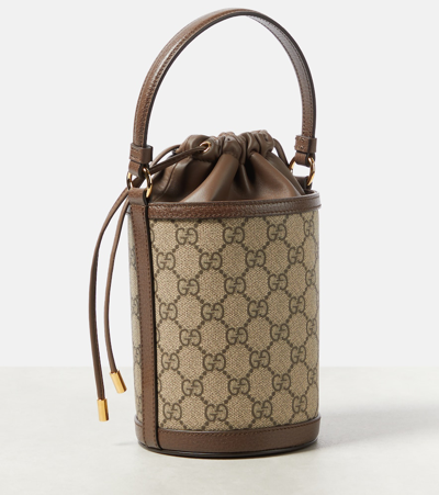 Gucci Ophidia Gg Mini Canvas Bucket Bag In Brown