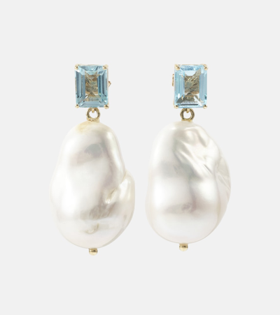 Mateo 14kt Gold Earrings With Pearls And Topaz In White