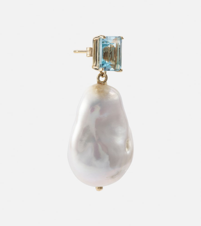 Mateo 14kt Gold Earrings With Pearls And Topaz In White