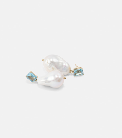 Mateo 14kt Gold Earrings With Pearls And Topaz In White