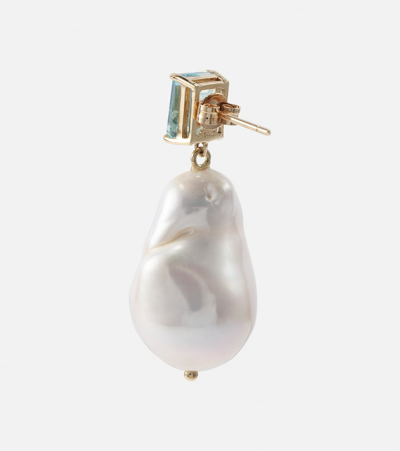 Mateo 14kt Gold Earrings With Pearls And Topaz In White