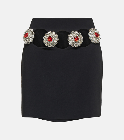 Shop David Koma Crystal-embellished Cutout Miniskirt In Black