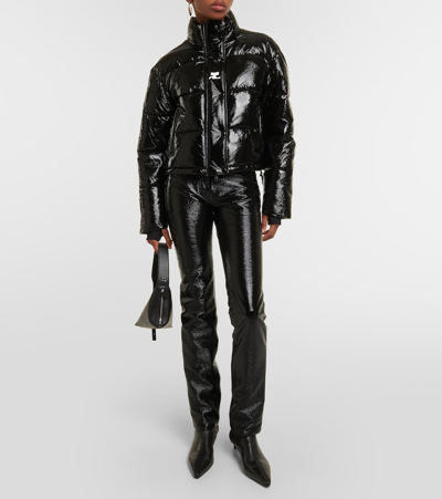 Shop Courrèges Vinyl Padded Jacket In Black